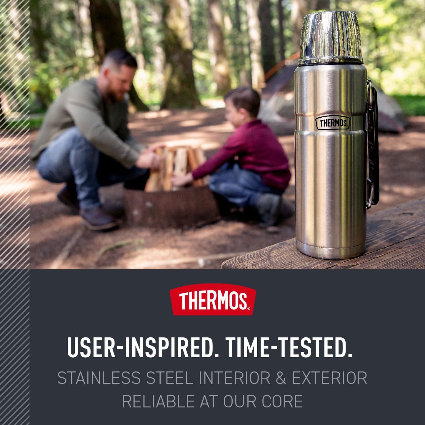 THERMOS Stainless King Vacuum-Insulated Beverage Bottle, 40 Ounce, Army Green