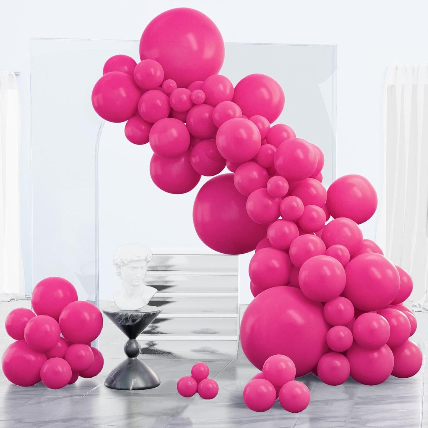 PartyWoo Hot Pink Balloons - 123-Piece Arch Kit with Various Sizes for Weddings & Birthdays