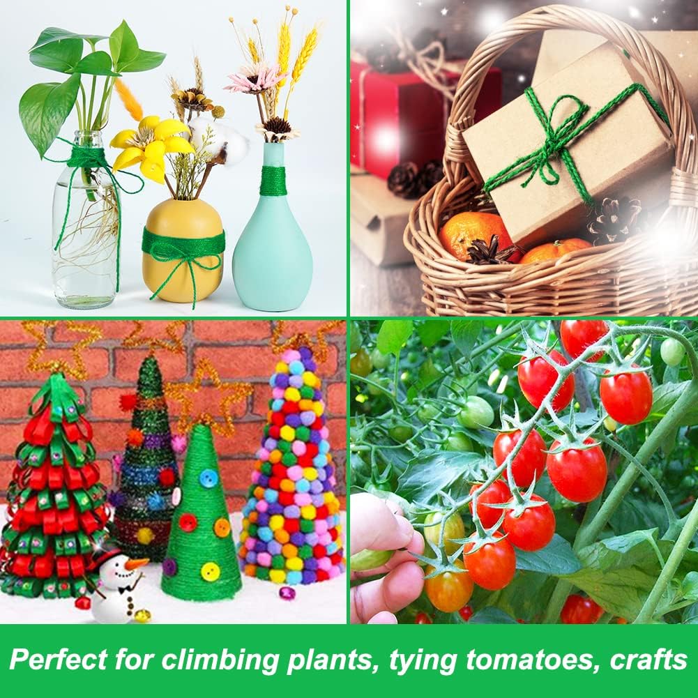 Vivifying Garden Twine - 656 Feet of 2mm Strong Green Jute String for Climbing Plants & Crafts