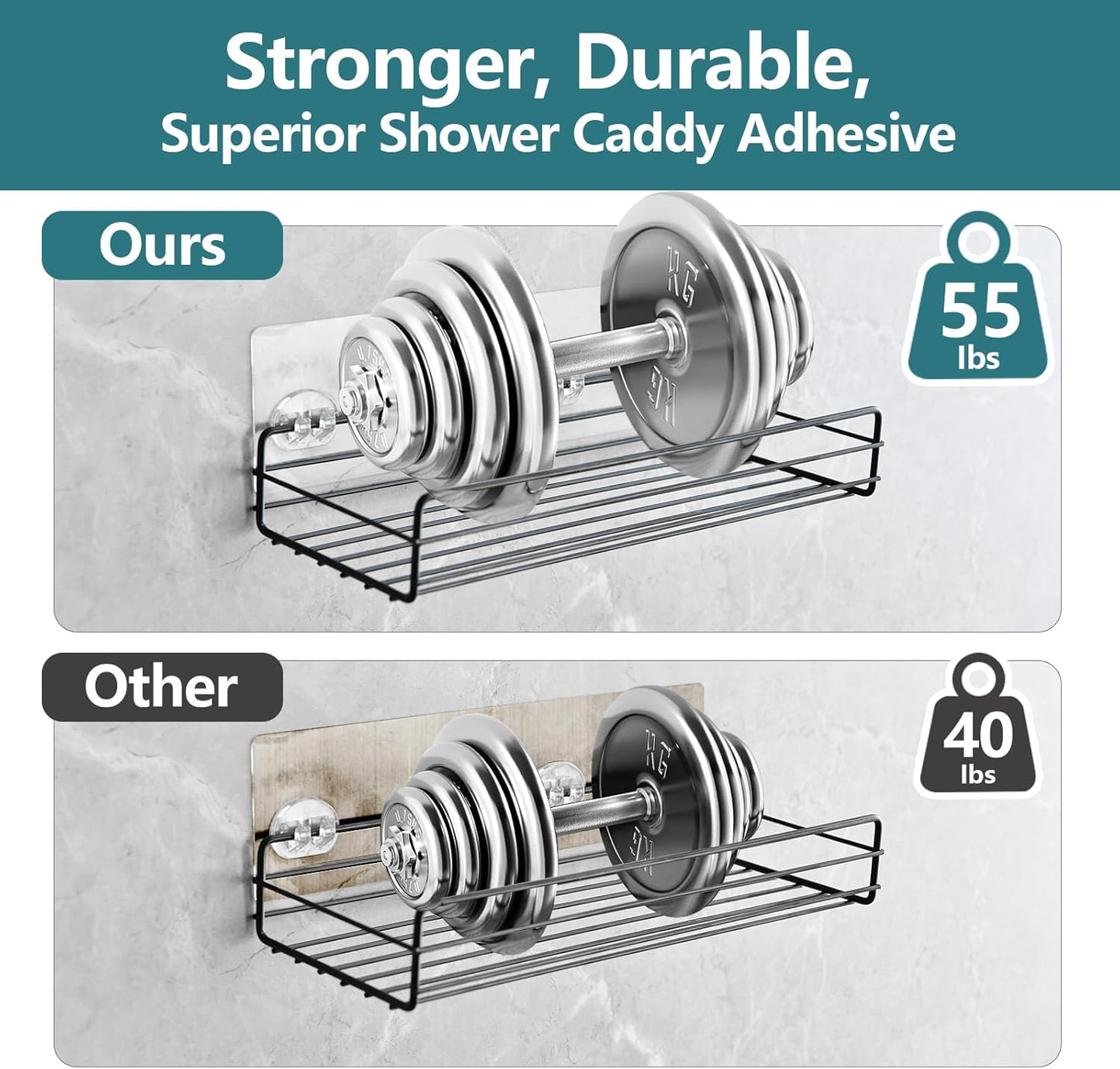 Skiennix Shower Caddy Adhesive Hooks - Strong Corner Shelf Holders for Bathroom & Kitchen | 14 Pack