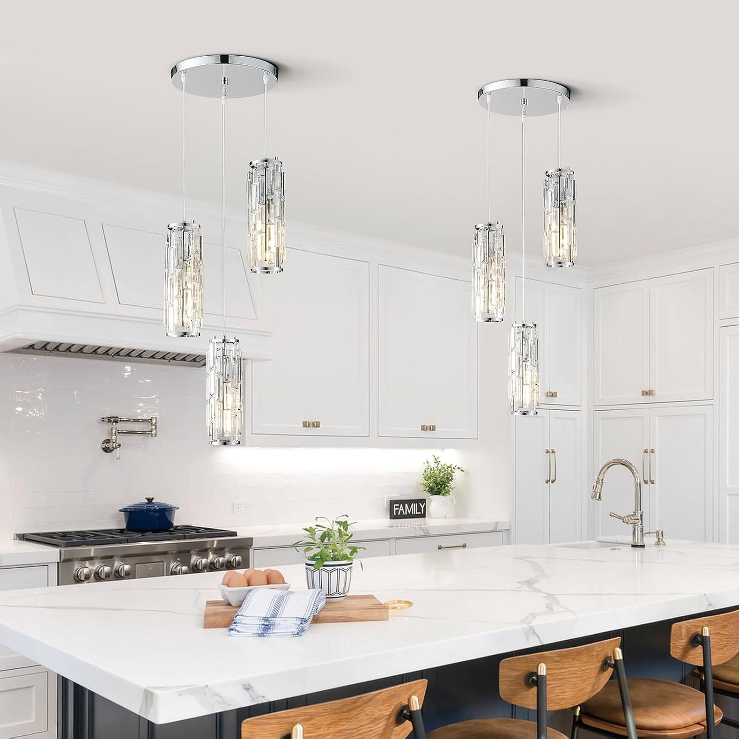 Pendant Lights Modern Pendant Lights Kitchen Island Gold Pendant Light Fixture Mini Crystal Chandelier Lighting for Kitchen Island Dinning Room Bedroom Sink (Gold 3-Light)