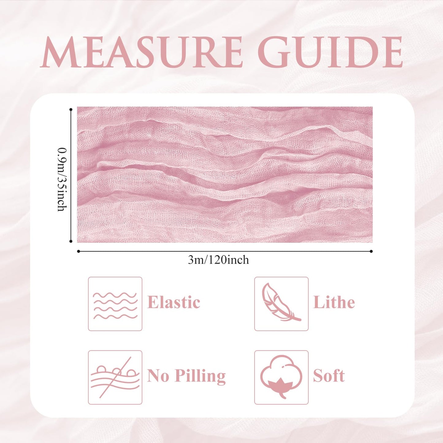Xiomot Table Runner Pink Cheesecloth Valentine's Day 10FT Blushing Pink Boho Gauze Cheese Cloth Rustic Sheer Table Runners for Summer Wedding Bridal Baby Shower Party Decoration