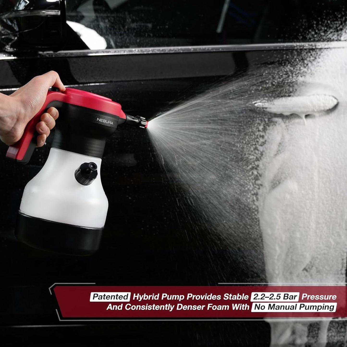 Neburia Electric Foam Sprayer - Automatic Cordless 2000mAh Battery Pump with 3 Nozzles for Car Detailing & Home Cleaning