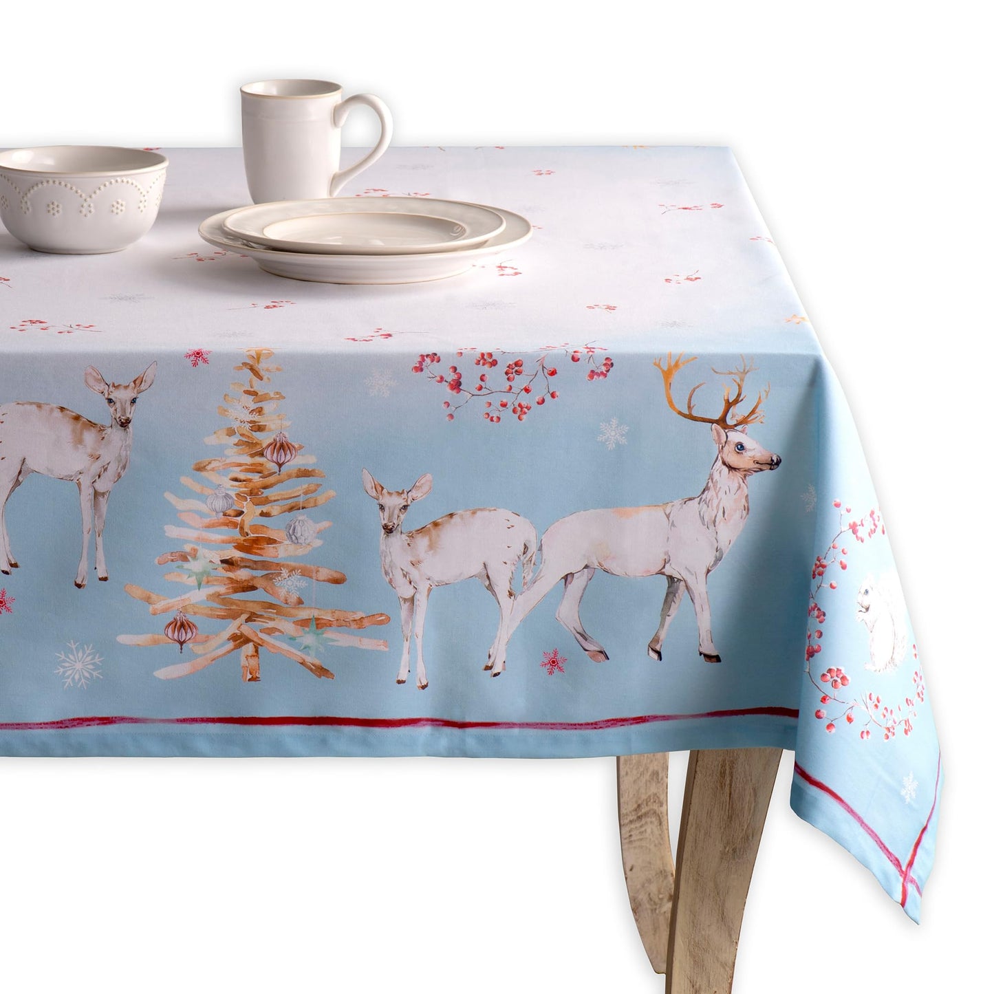 Maison d' Hermine Table Cloth Rectangle Table 100% Cotton 54 x 72 Inches Fall Tablecloth Reusable Everyday Use for Thanksgiving Christmas Decorations Dining Farmhouse Party (Fairy Tale Forest)