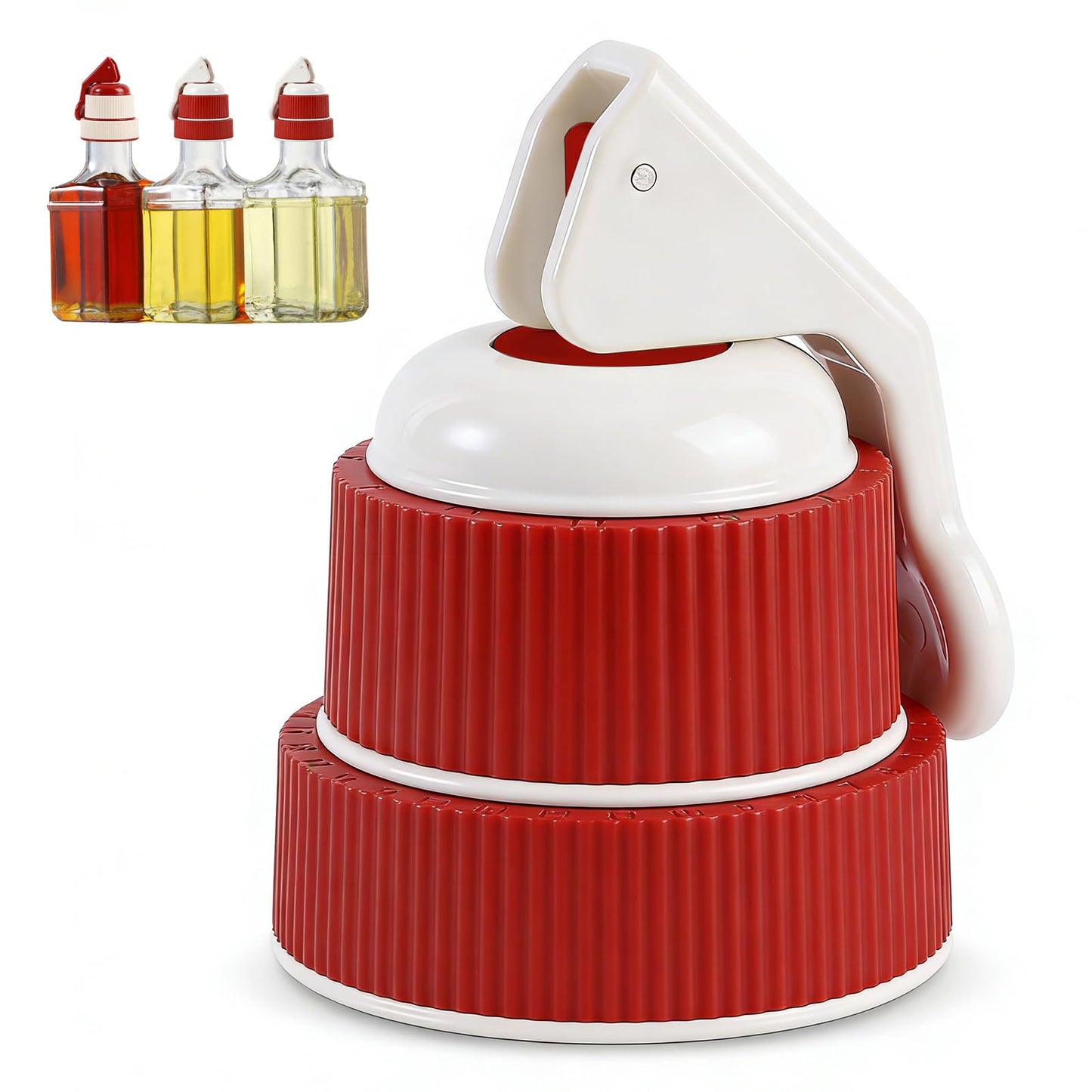 Vacuum Wine Stopper with Date Marker, Lever-Lock Wine Saver, 100% Leak-Proof Airtight Seal for Horizontal Fridge Storage, Reusable Wine Bottle Topper Gift for Wine Lovers (Red)