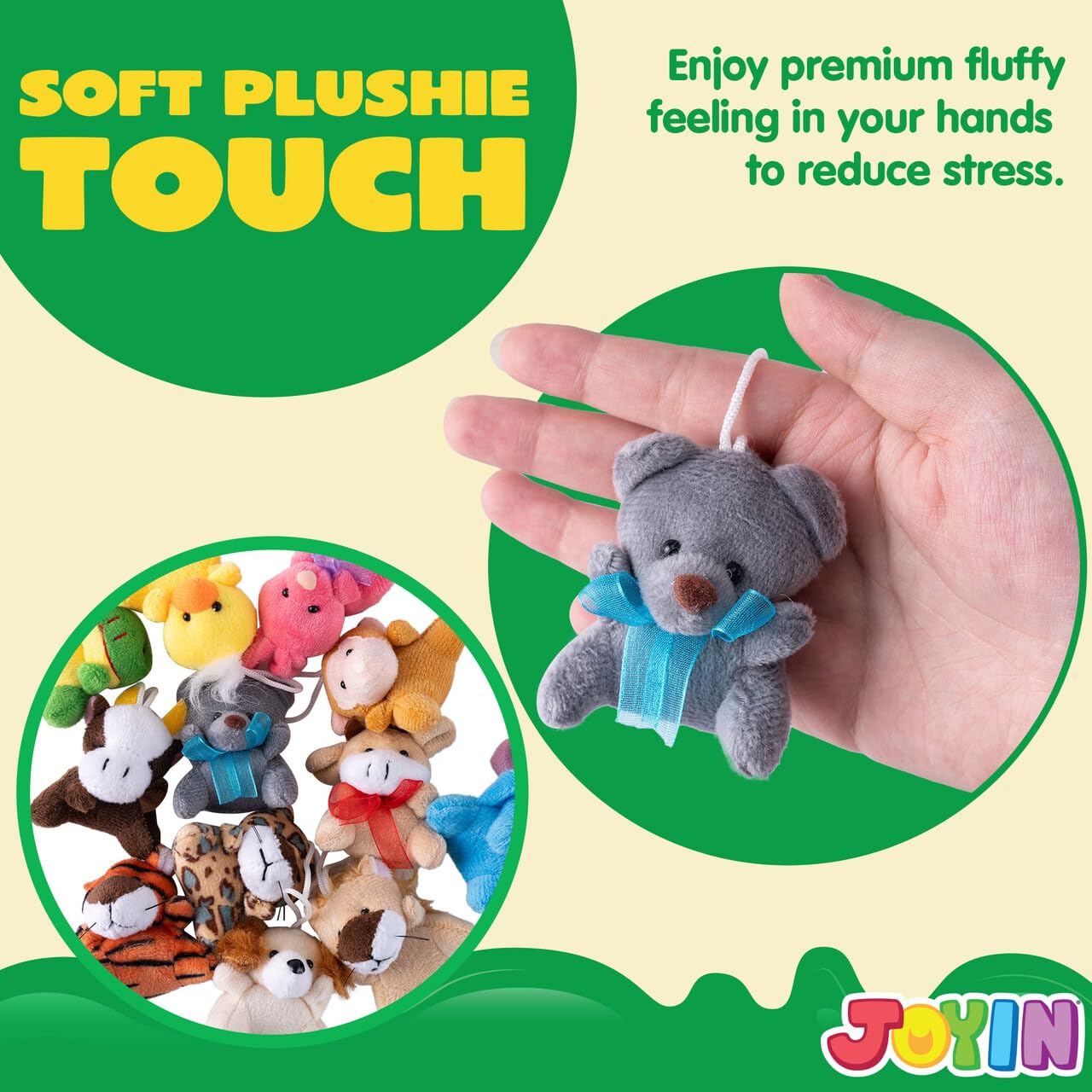 JOYIN 72 Pack Mini Animal Plush Toy Assortment (72 Units 3" Each),Bulk Stuffed Animals Party Favors for Kids, Small Animals Plush Keychain Decoration, Carnival Prizes, Birthday Treasure Box Toys