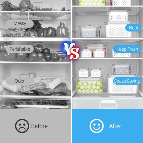 Damynuo 10-Pack Fruit Storage Containers - Ventilated Berry Containers with Handles for Refrigerator Organization