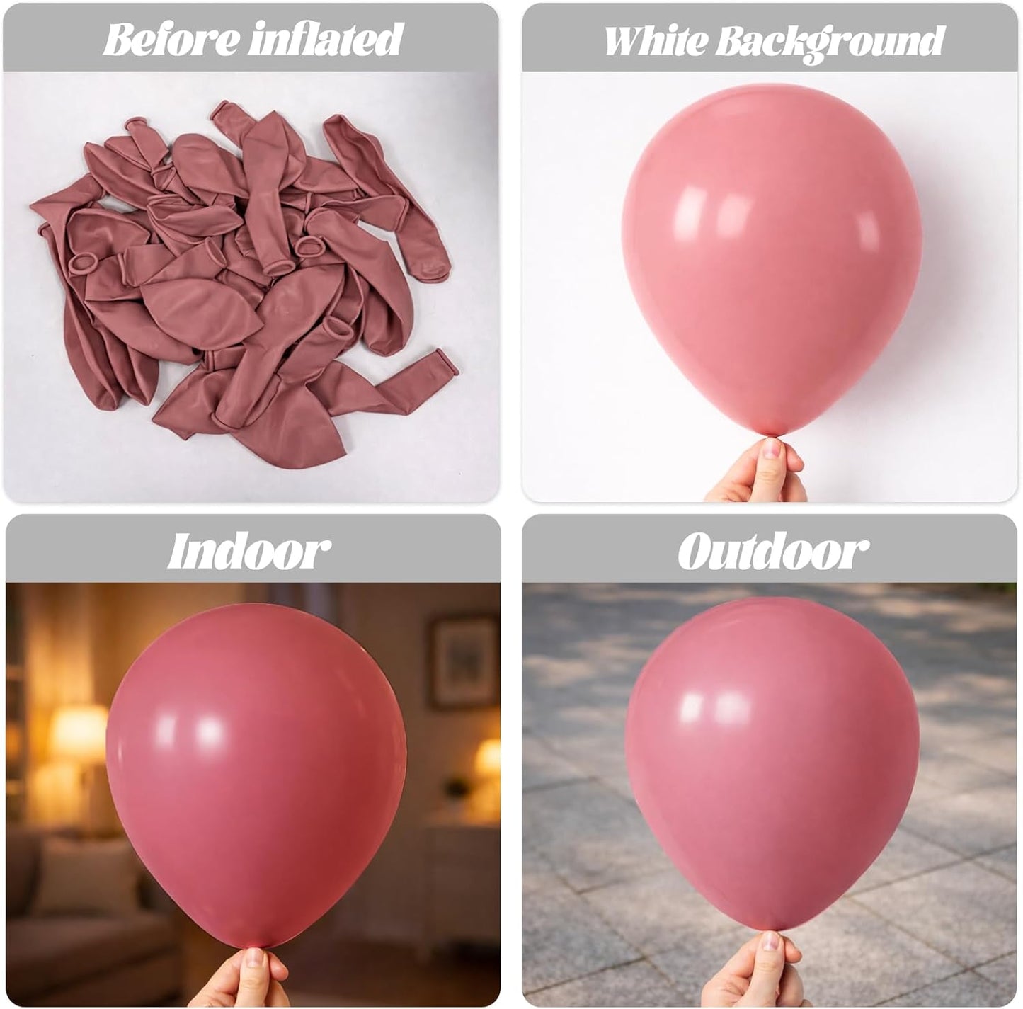 Voircoloria 12-Inch Retro Pink Balloons - 105pcs Party Latex Balloons for Birthdays & Baby Showers