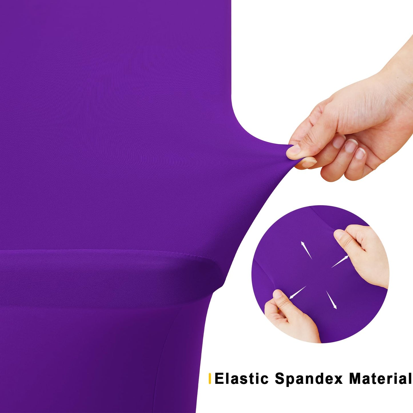 Smiry 2 Pack Spandex Table Cloth 8FT, Elastic Fitted Stretch Tablecloths for Rectangle Tables, Washable Table Cover for Outdoor, Wedding, Banquet & Parties (Purple, 96Lx30Wx30H Inch)