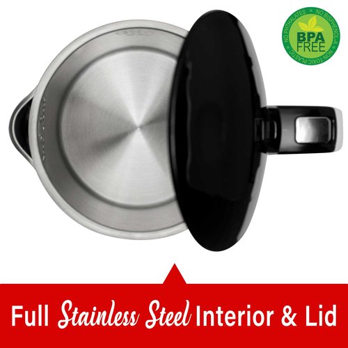 Brentwood 1100W 1.7L Cordless Cool Touch Digital Kettle with Stainless Steel Interior, Temperature Control with 4 Presets, 360° Base, Auto Shut-Off, Keep Warm, & Boil Dry Protection (Black, 7.2 Cups)