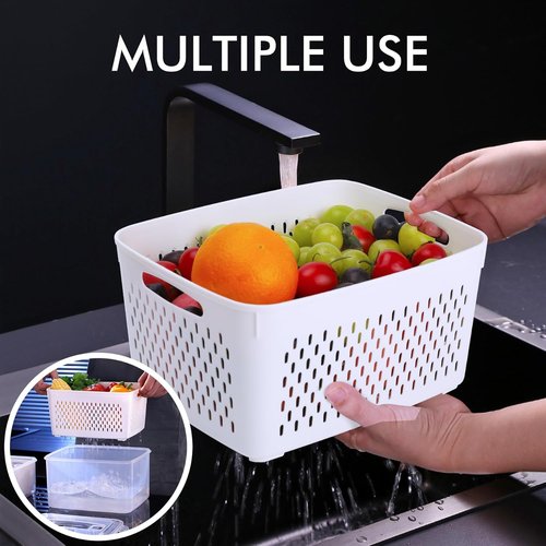 HOTEC Large Fruit Storage Container - 5-Pack, Leak-Proof, BPA-Free, Dishwasher & Microwave Safe, 4.15L