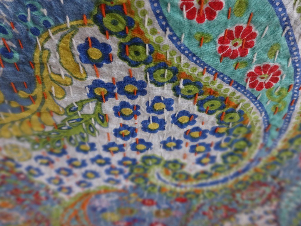 Trade Star Handmade Paisley Printed Quilt Twin Size Kantha Bedding Indian 100% Cotton Bedspread Bohemian Throw Floral Bed Cover for Home Decor