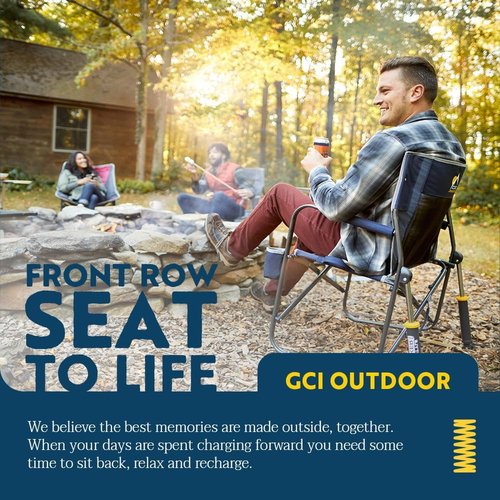 GCI Outdoor Freestyle Rocker - Comfortable Outdoor Rocking Chair with Beverage Holder | Portable Design