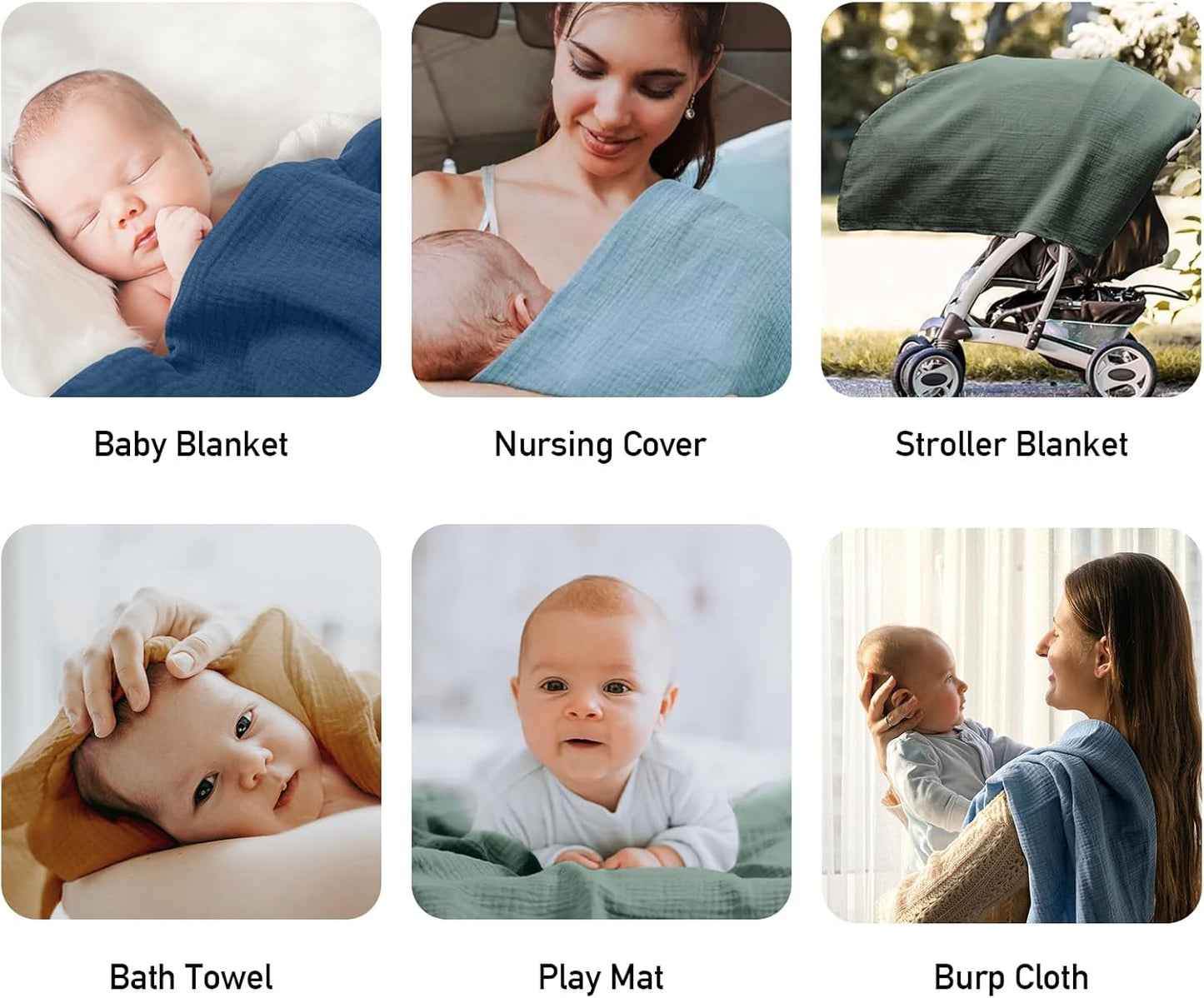 Skiennix Muslin Swaddle Blankets - 4 Pack Breathable 100% Cotton Newborn Receiving Wraps | Skin-Friendly Essentials