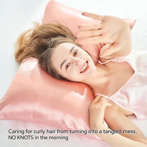 BEDELITE Satin Pillowcase Set - Super Soft & Cooling Zippered Pillow Cases | Coral, Standard Size (20x26 Inches)
