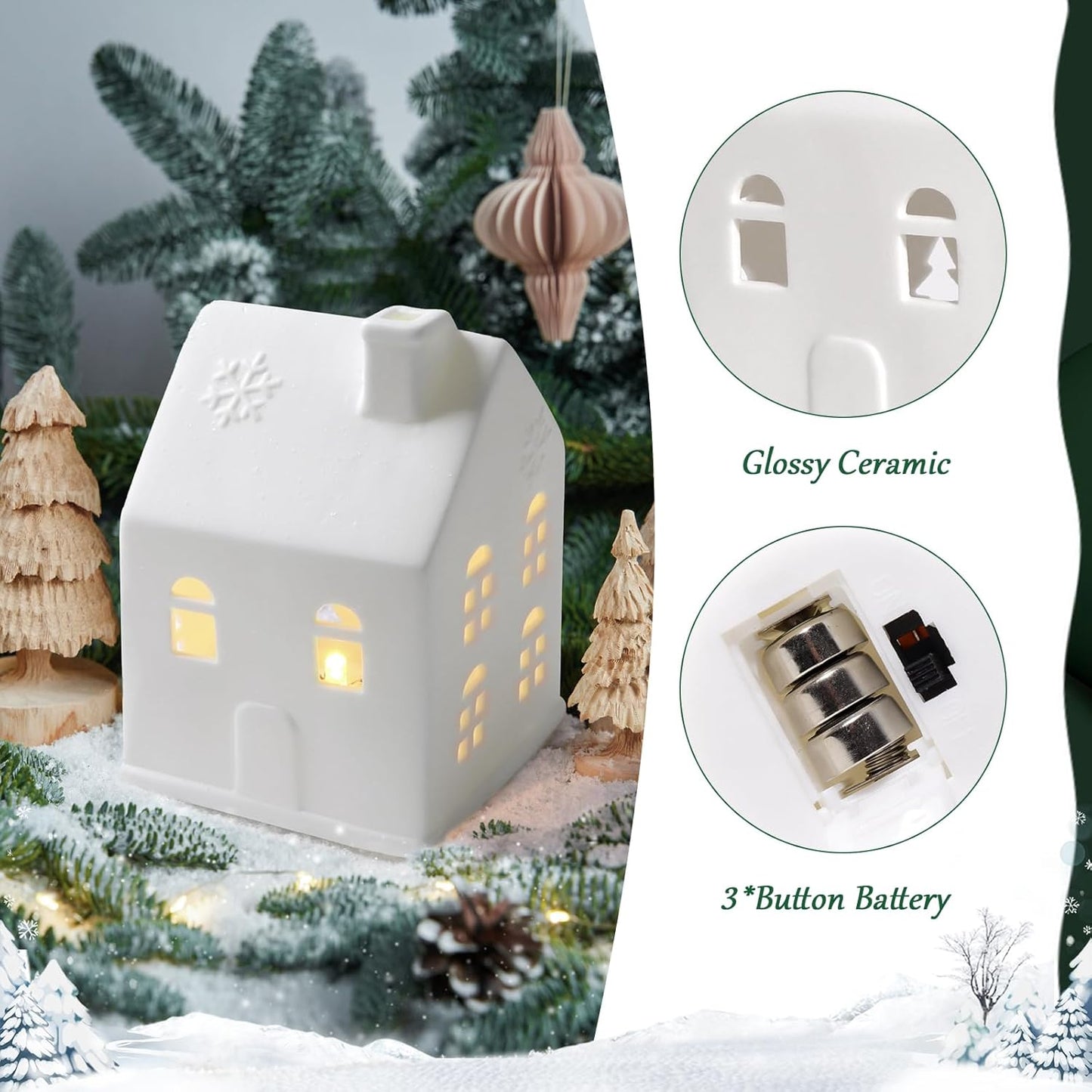 Regine Switzerland Christmas Village Set - 3-Piece White Rustic Decor for Home Display & Tabletop