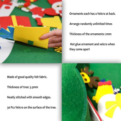 Fayoo DIY Felt Christmas Tree - Montessori Wall Hanging Decorations for Toddlers | 30 Ornaments Included