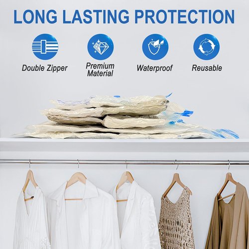 Fygrip Vacuum Storage Bags - 80% Space Saver with Hand Pump | 20 Combo for Clothing & Travel