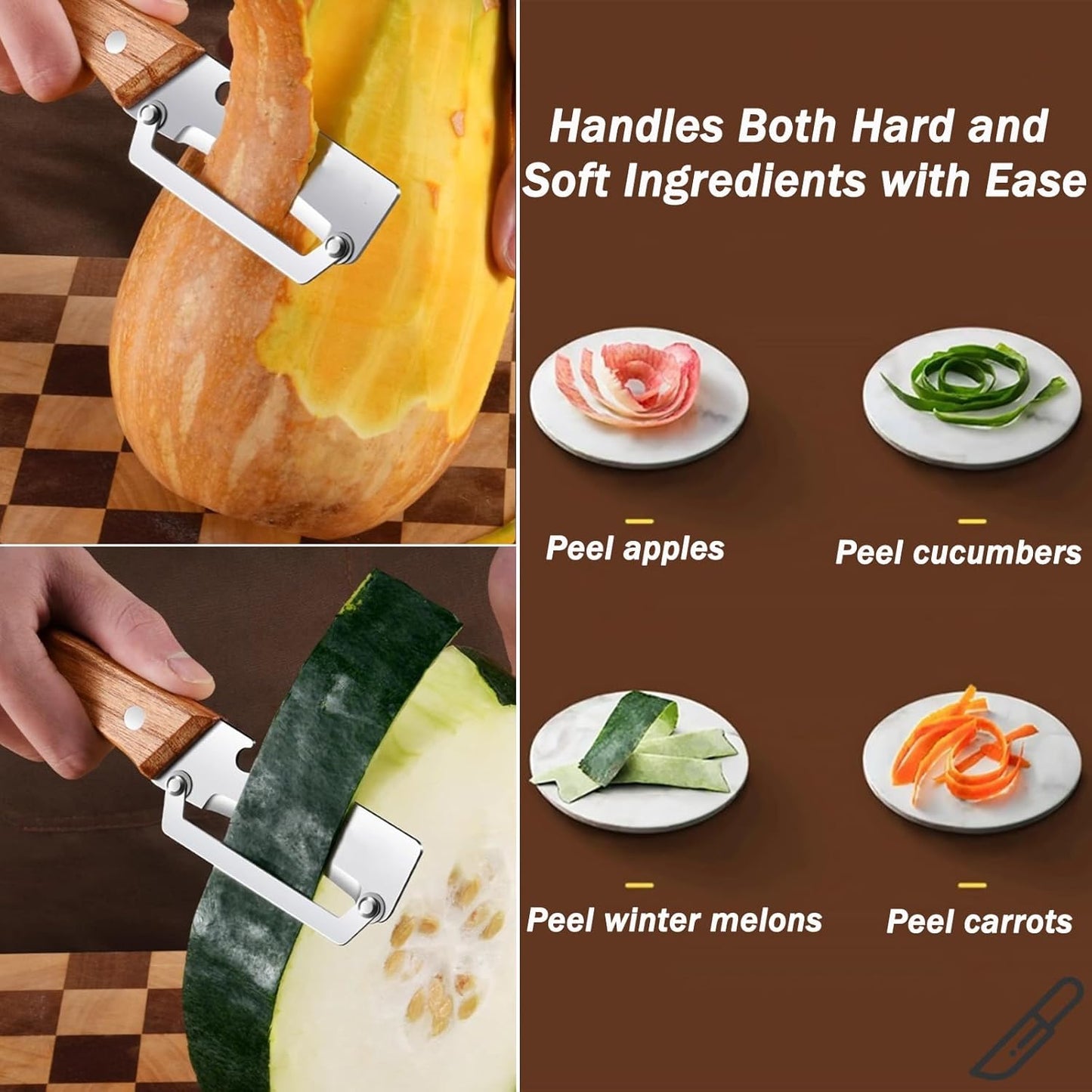 Skiennix Premium Vegetable Peeler - Multi-Functional Kitchen Tool with Wooden Handle & Stainless Steel Blade
