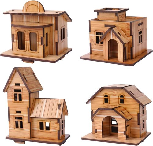 3D Wooden Puzzle - Mini DIY Model House Kit | Educational Jigsaw Puzzle Gift for All Ages