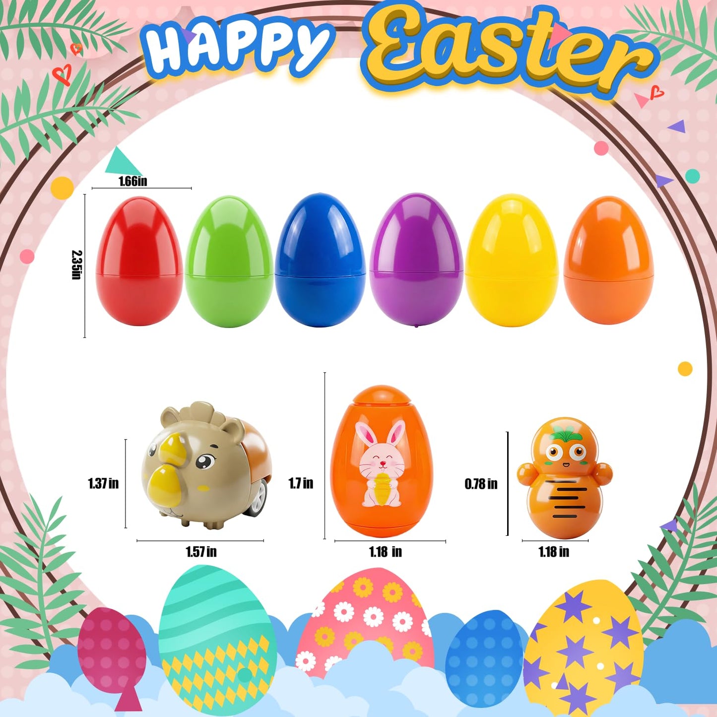SQZUWIT 100 Pcs Prefilled Easter Eggs Filled with Toys Inside for Kids Boys Girls Pre-filled Easter Hunt Basket Stuffers Essentials Fillers Party Favors Classroom Prize Supplies