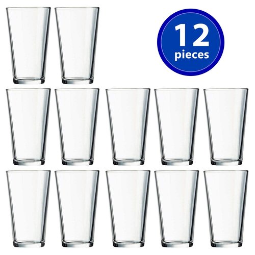 Drinking Glasses Set of 12-16 oz Glass Cups - Pint & Beer Glasses - Dishwasher Safe Water Glasses - Highball Tumblers