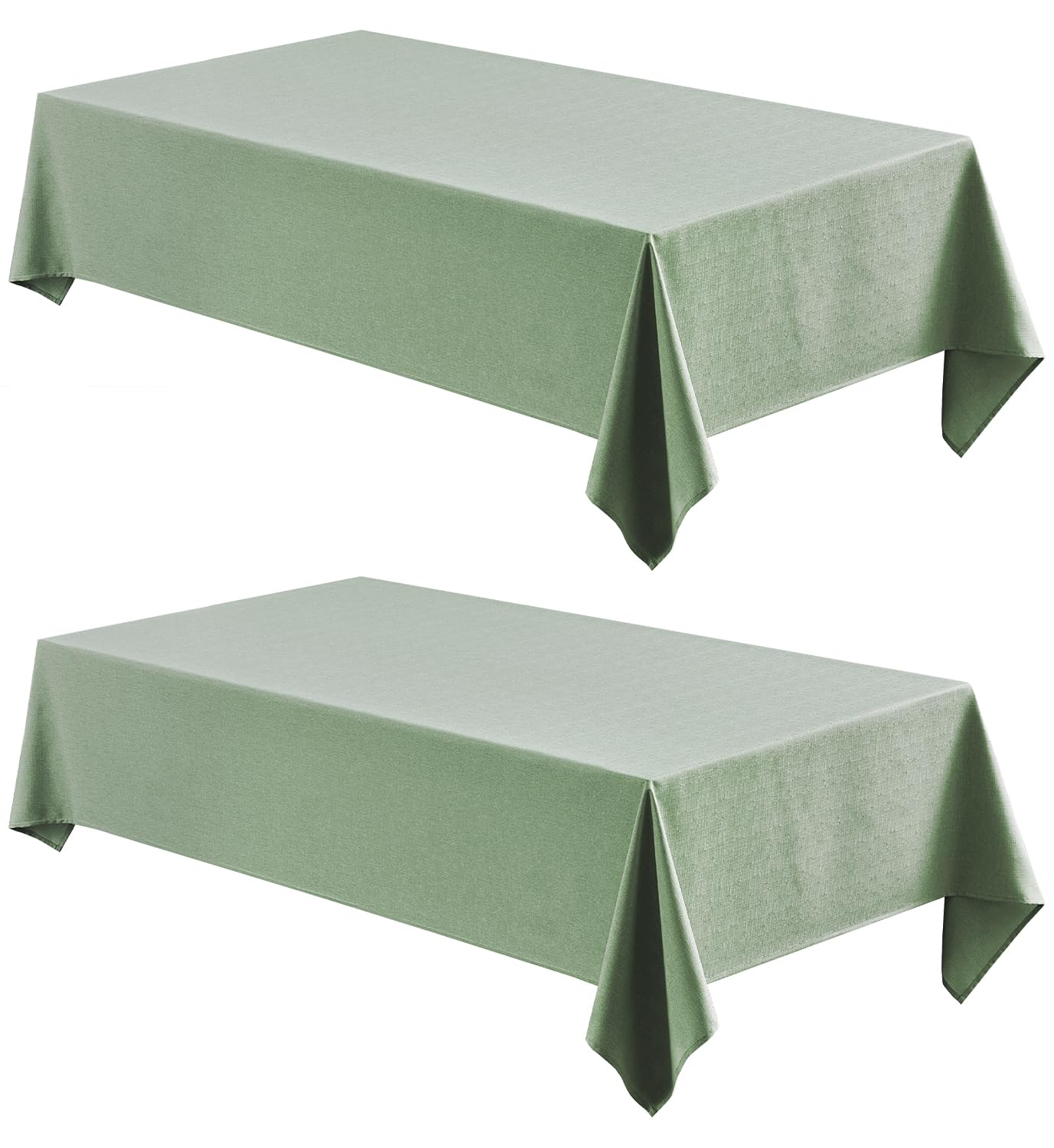 Veblandy 2 Pack Rectangle Tablecloth, 60x104 inch, Water Resistant Wrinkle Free Linen Textured Table Cloth Washable, Decorative Fabric Table Cover for Dining, Party and Camping, Sage Green