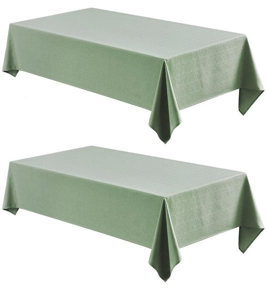 Veblandy 2 Pack Rectangle Tablecloth, 60x104 inch, Water Resistant Wrinkle Free Linen Textured Table Cloth Washable, Decorative Fabric Table Cover for Dining, Party and Camping, Sage Green