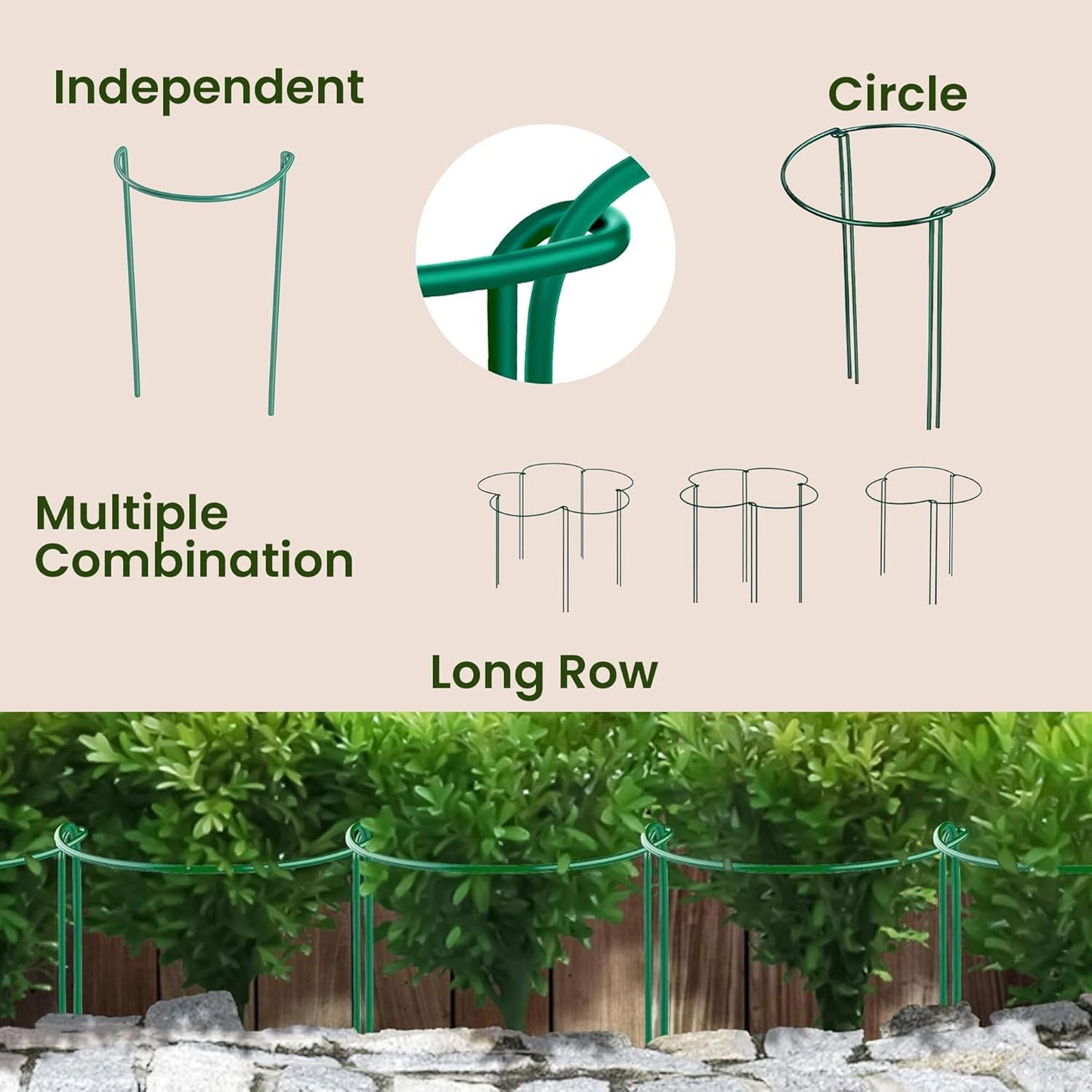 Plant Support Stakes | 12 Pack Tall Garden Stakes for Indoor & Outdoor Use - Ideal for Peonies, Hydrangeas & Roses (10" W x 16" - 24" H)
