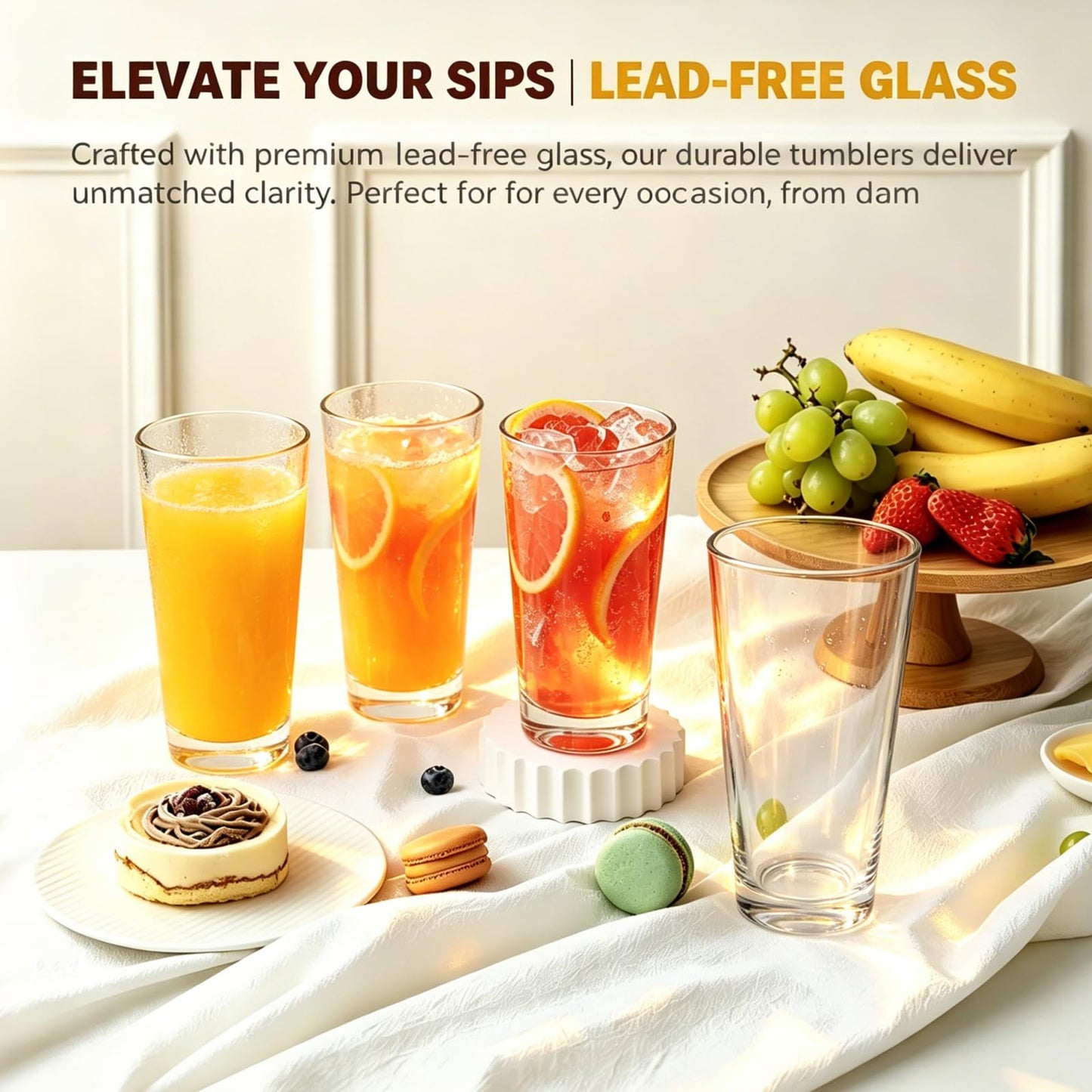QAPPDA Glass Cups 17 oz, Clear Drinking Tumblers For Home,Highball Glass Drinking Glasses For Beverages,Cocktail Glass,Large Water Cups Drinking Cups Juice Glass Beer Cups 12 Pack KTY1804…