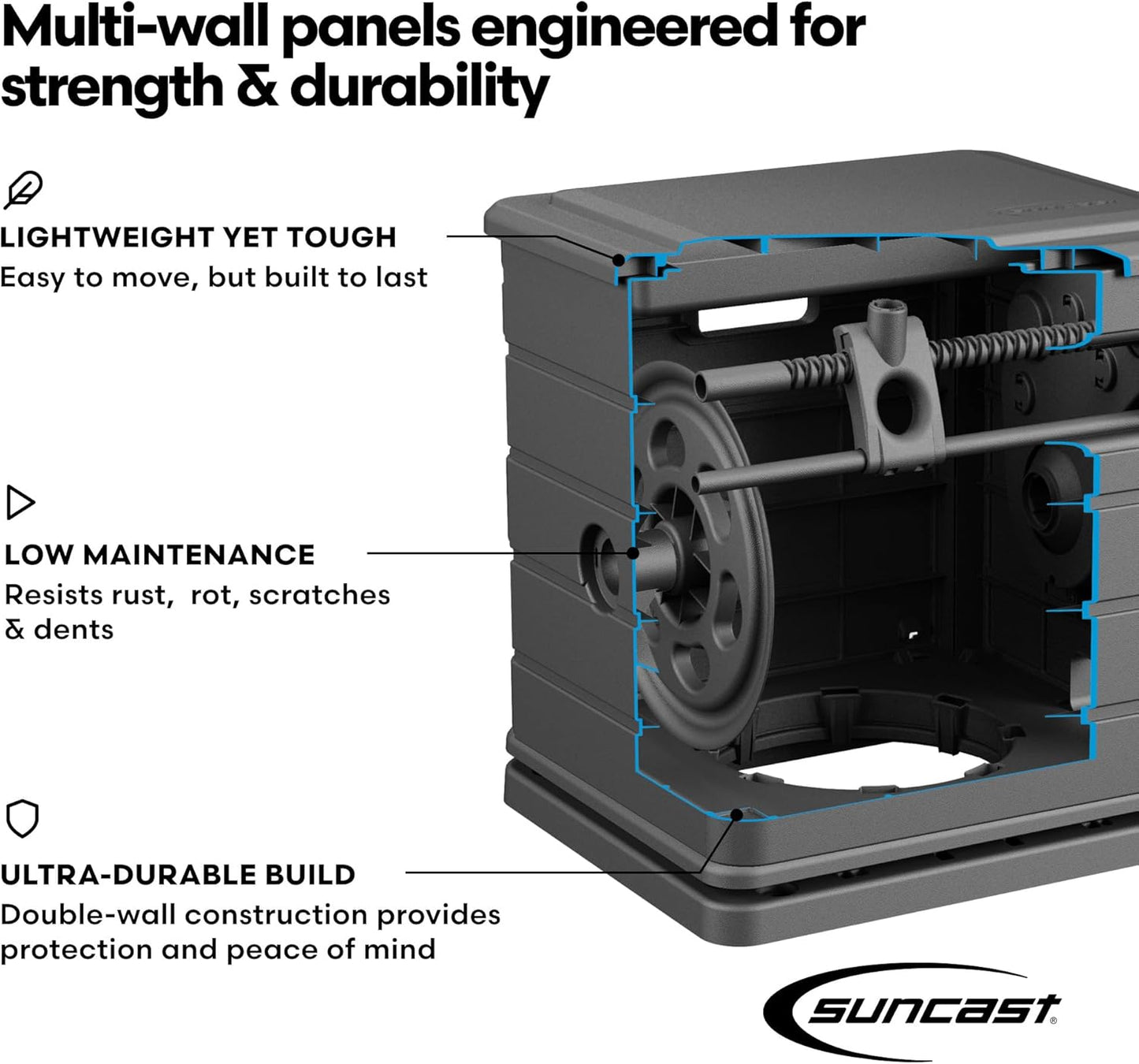 Suncast Hose Reel - Smart Trak Hose Guide & Water-Tight Connection - Durable Resin, 225' Capacity, Brown