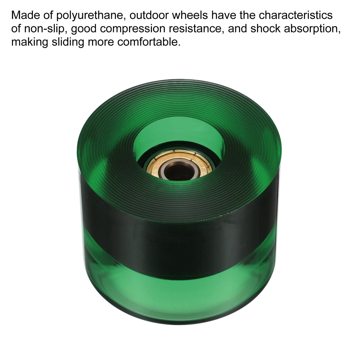 PATIKIL 60mm Longboard Wheels with Bearings ABEC-11, 4 Pack Street Wheels for Skateboards Cruiser Wheel Replacement 80A, Clear Green Golden
