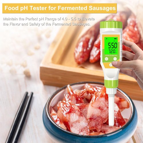 GISNPA Digital pH Meter for Food Hot Sauce Canned foodpH Tester 0.01 Resolution High Accuracy Food pH Testerwith Backlit LCD Display and ATC for MEA