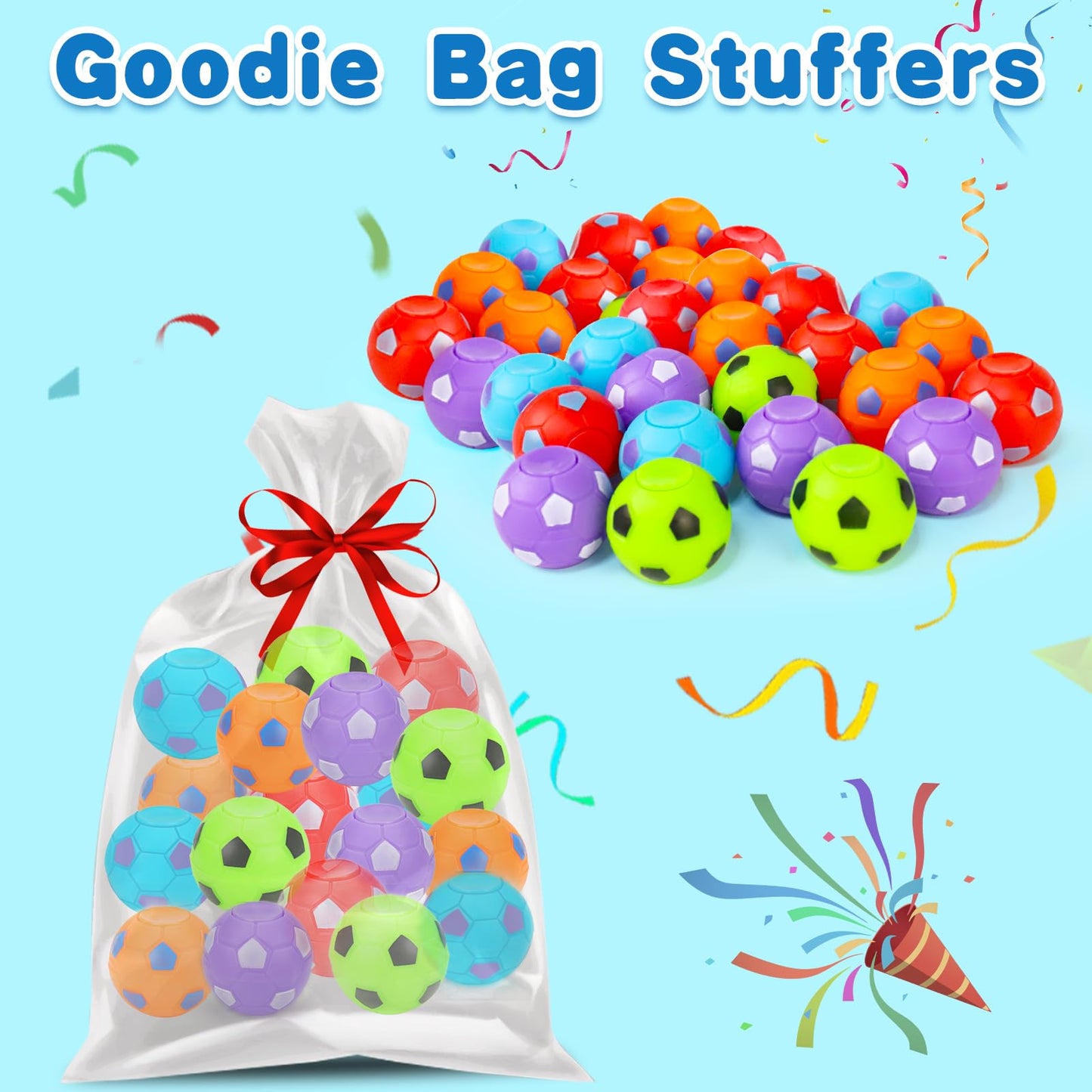32PCS Fidget Spinner Soccer Balls Sports Party Favors Bulk for Kids 4-8 8-12 Goodie Treat Bag Stuffers Classroom Treasure Toys Carnival Prizes Pinata Filler Birthday Trinket End of Year Students Gifts