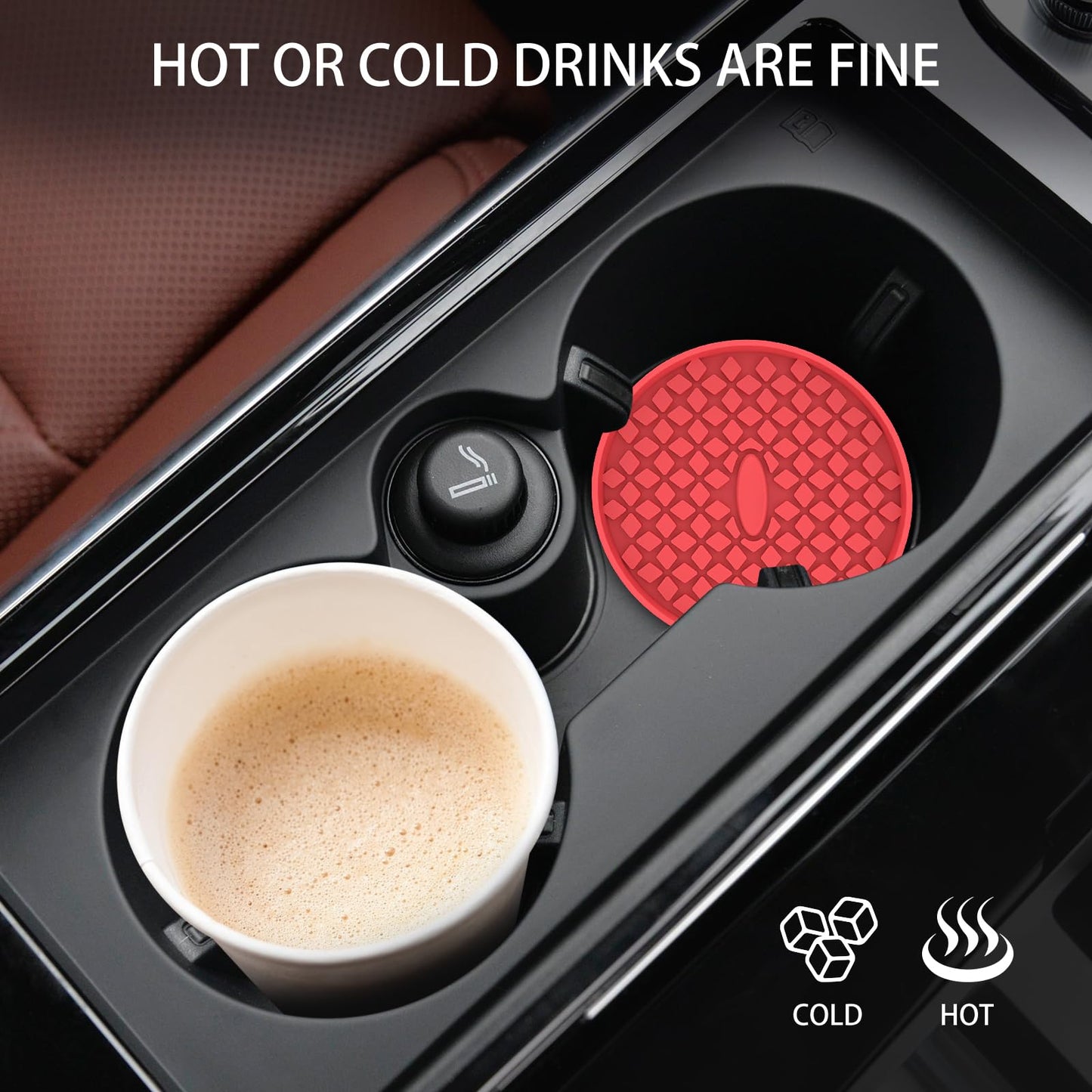 ME.FAN Car Cup Holder Coasters [4 Pack] Silicone Auto Mug Mats,Universal Non-Slip Recessed Car Interior Accessories Red