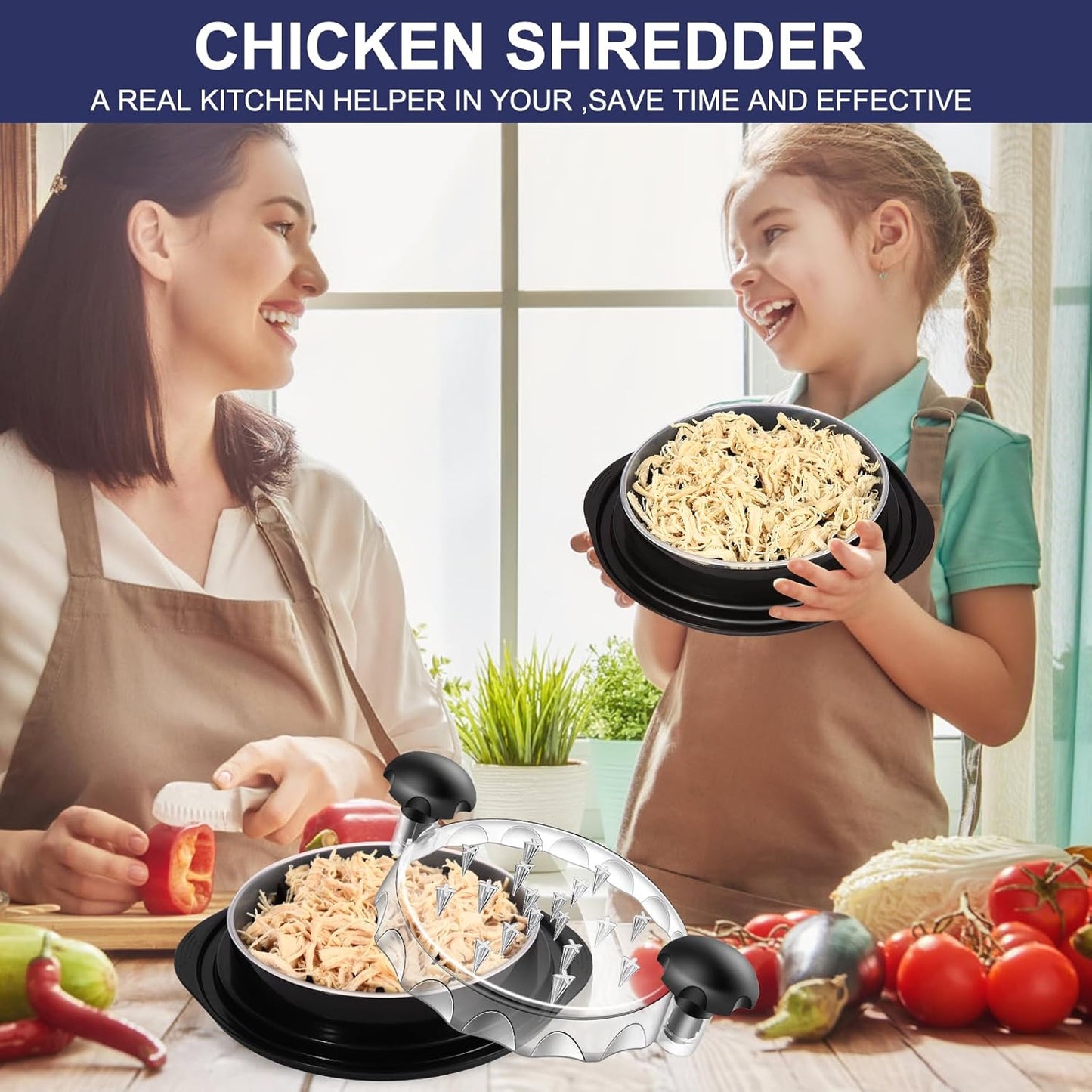 Skiennix Chicken Shredder - Automatic Meat Shredder Tool with Anti-Slip Design | Large 9.8” Dishwasher Safe