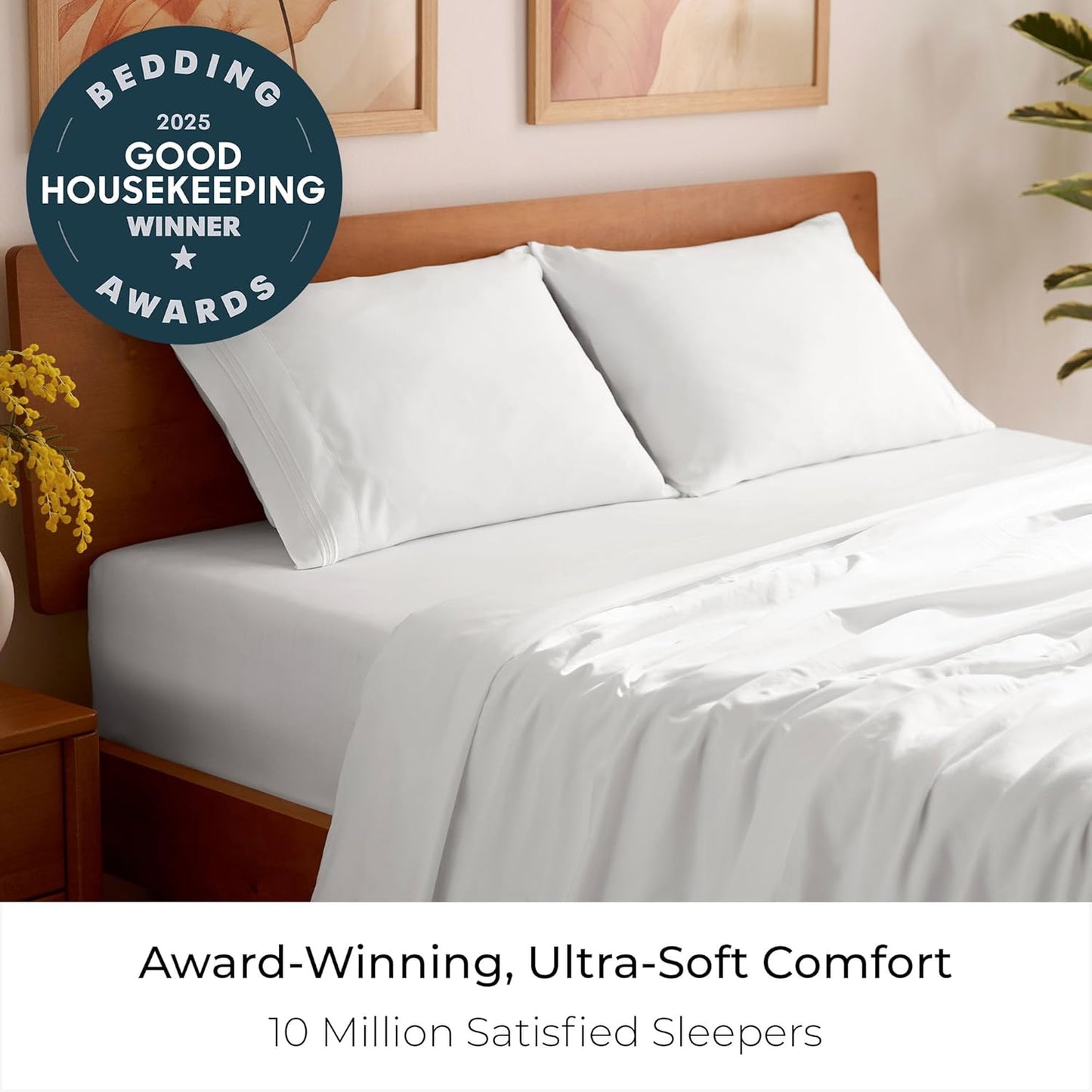 Mellanni Queen Sheets Set - 4 PC Hotel Luxury Bedding | Extra Soft, Cooling, Wrinkle-Resistant (White)