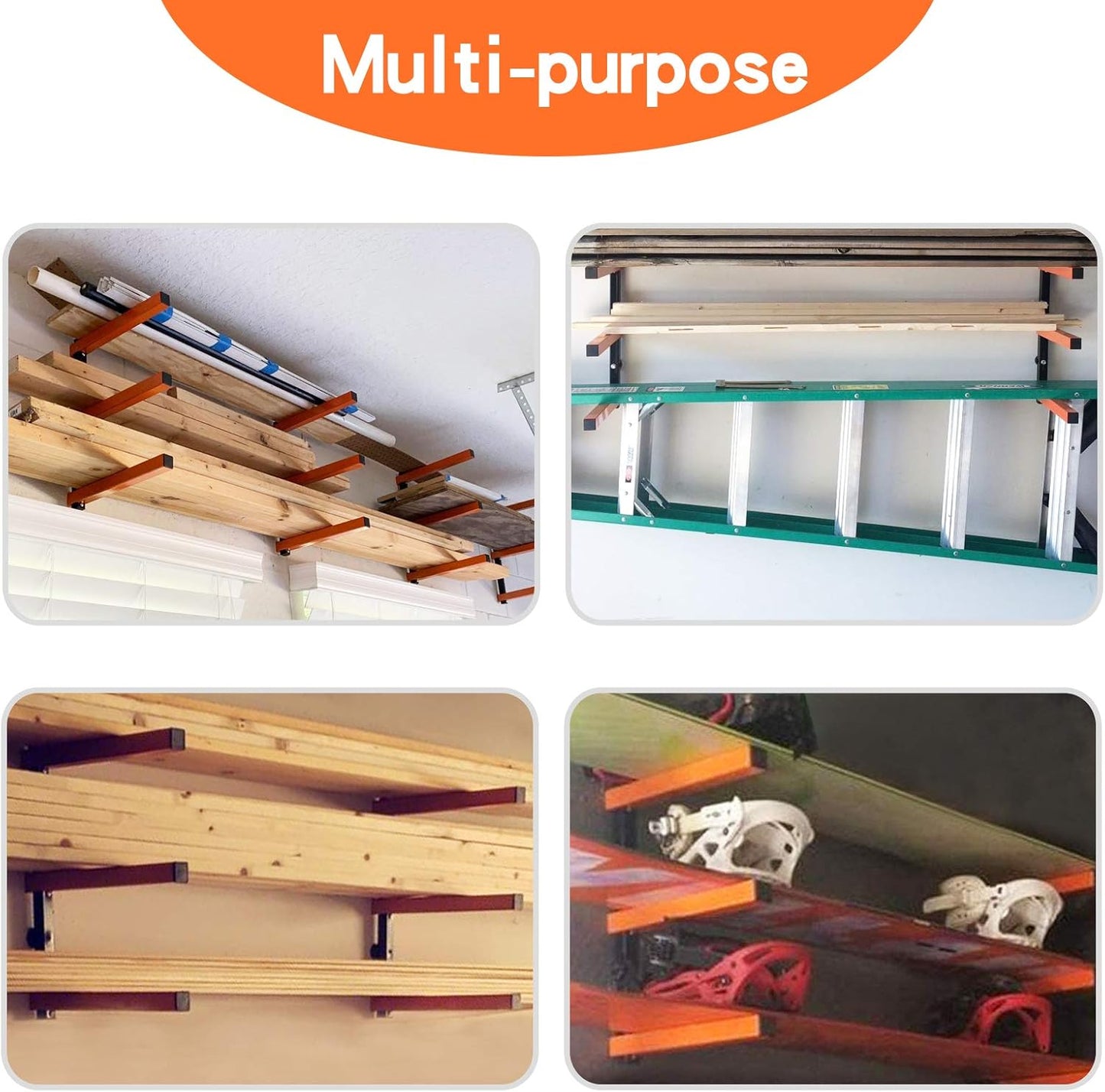 Ultrawall Wall Mount Wood Organizer - 3-Level Metal Rack for Indoor & Outdoor Storage | 2 Pack