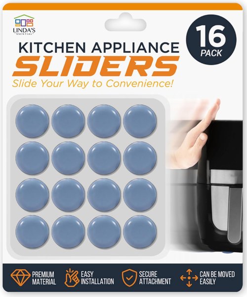 Appliance Sliders - Self-Adhesive Kitchen Appliance Movers | 16 Pack for Effortless Movement of Blenders, Air Fryers & More