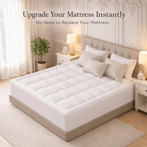 ELEMUSE Memory Foam Mattress Topper - 3 Inch Dual Layer with Cooling Gel & Pillowtop Comfort | Ideal for Teens & Guests