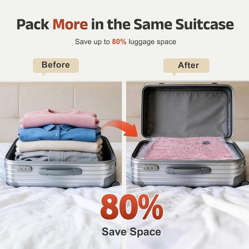 IDEATECH Travel Vacuum Bags - 15 Pack with USB Pump | Space Saver Compression Bags for Clothes - 5S, 5M, 5L Sizes