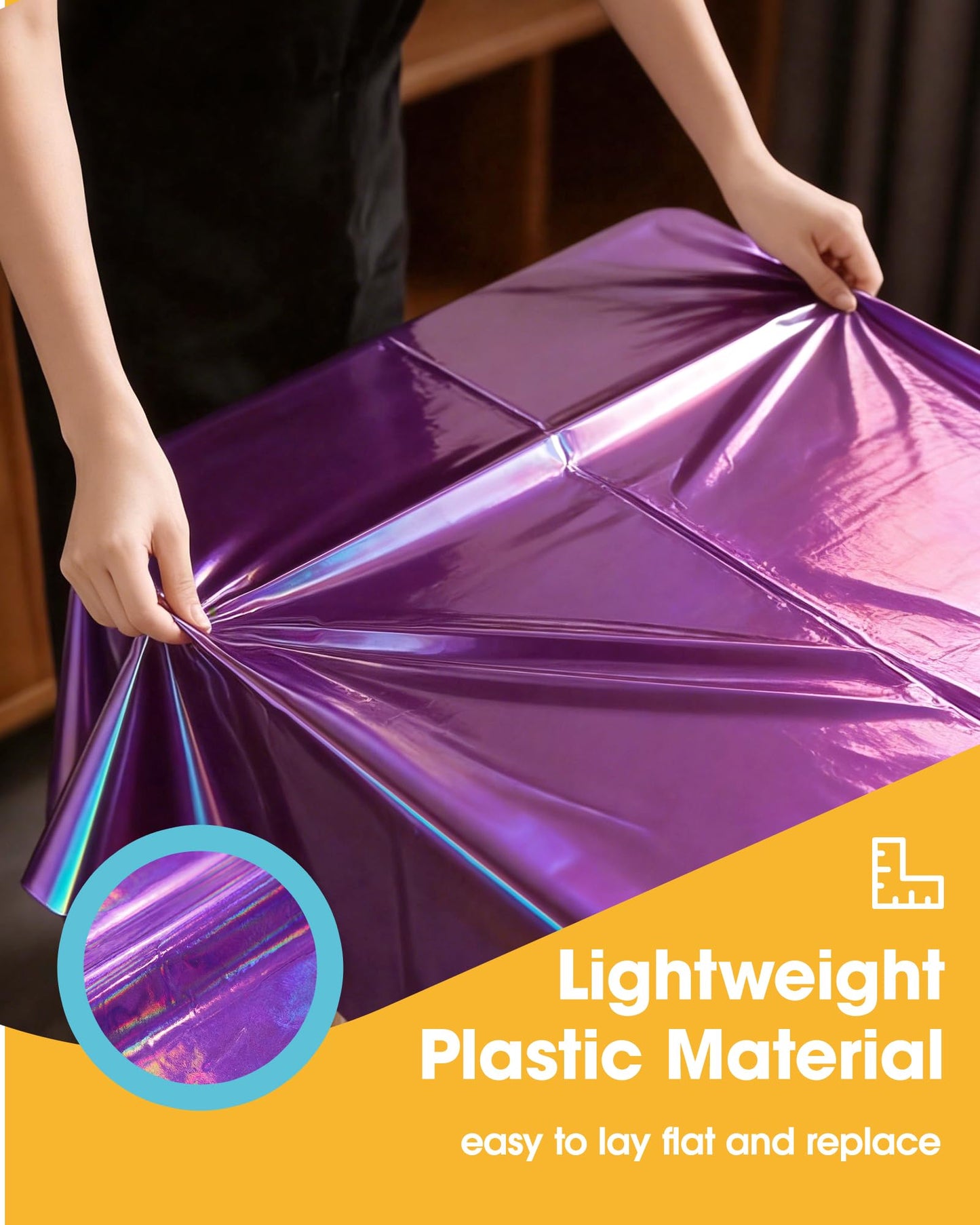 Niuara Iridescent Purple Plastic Table Cloth - 4 Pack 54" × 108" Rectangle Disposable Tablecloths for 6FT Tables, Table Cover for Party, Holiday & Gathering Use