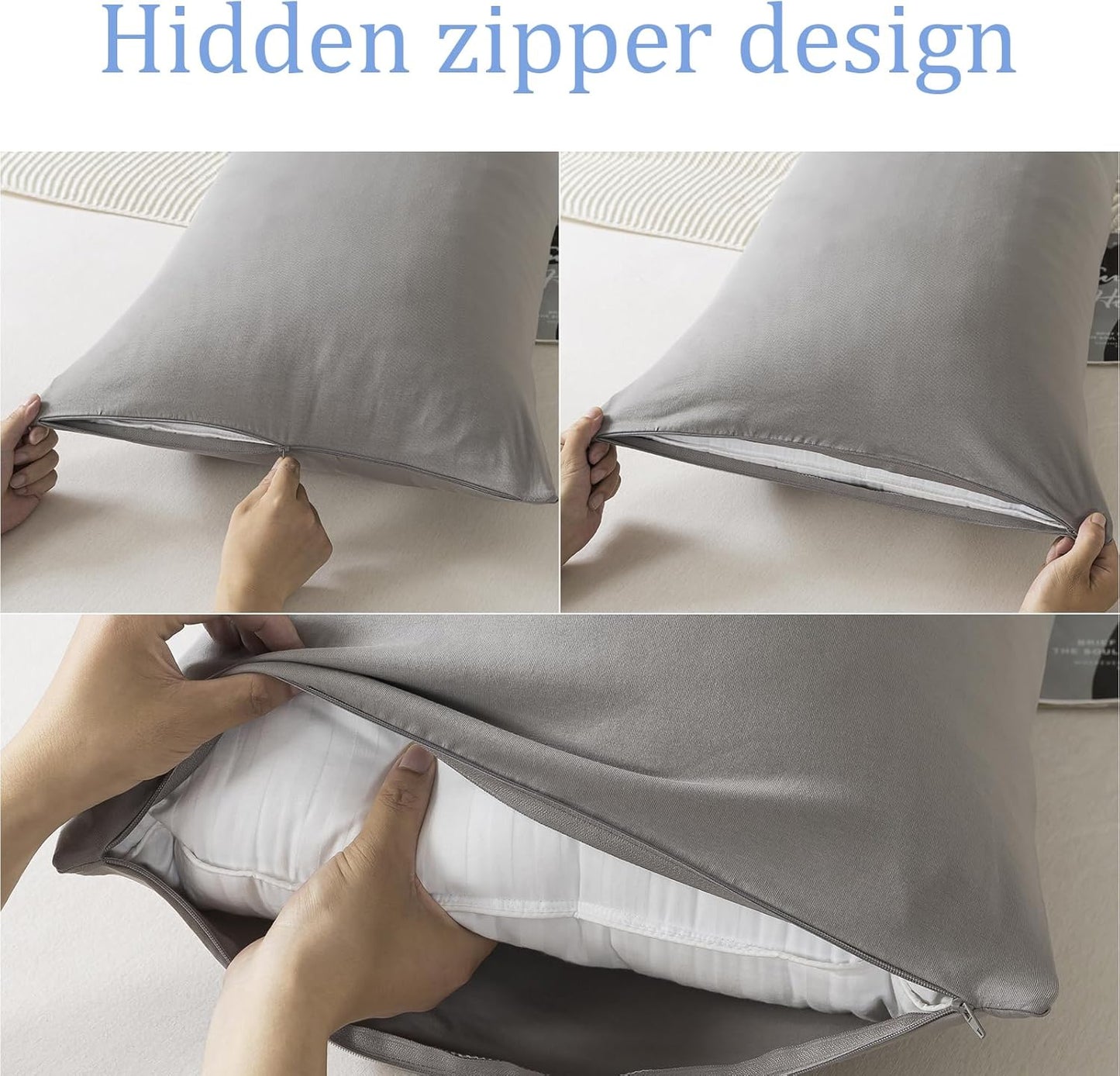WhatsBedding Standard Jersey Knit Pillowcases - 100% Cotton, Soft & Breathable, Set of 2 | Dark Grey, 20x26 Inches