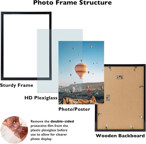 JCJMY 13x18 Picture Frame - Black Wall Gallery Frame for Horizontal & Vertical Photos