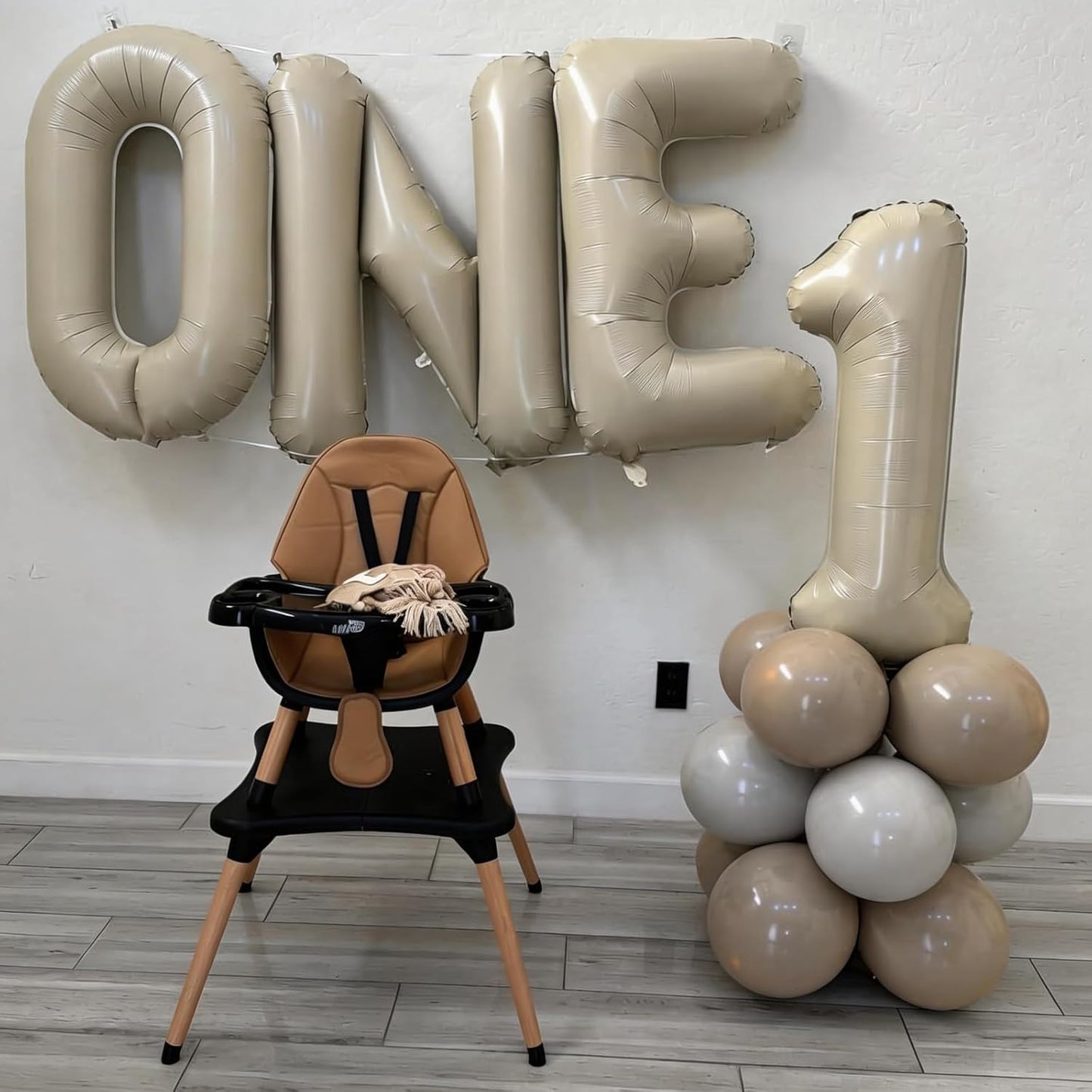 Skiennix Cream Letter One Balloon - 40 Inch Beige Number 1 Balloon for Baby Shower & Gender Reveal Decor