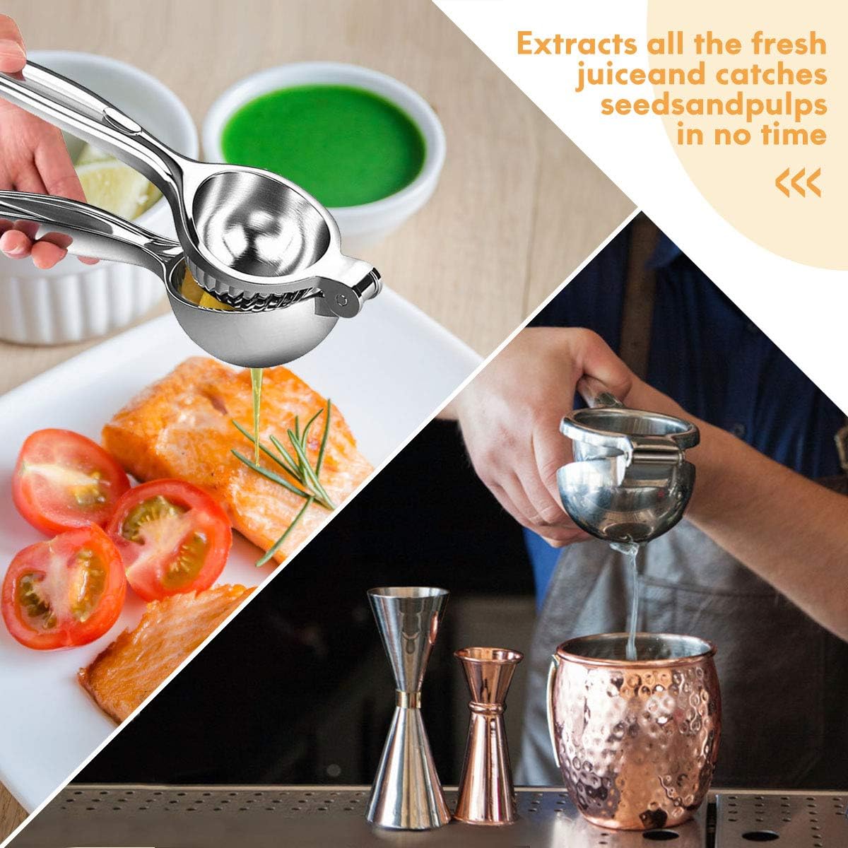 Skiennix Lemon Squeezer - Handheld Citrus Juicer with Stainless Steel Zester | Metal Lime Press