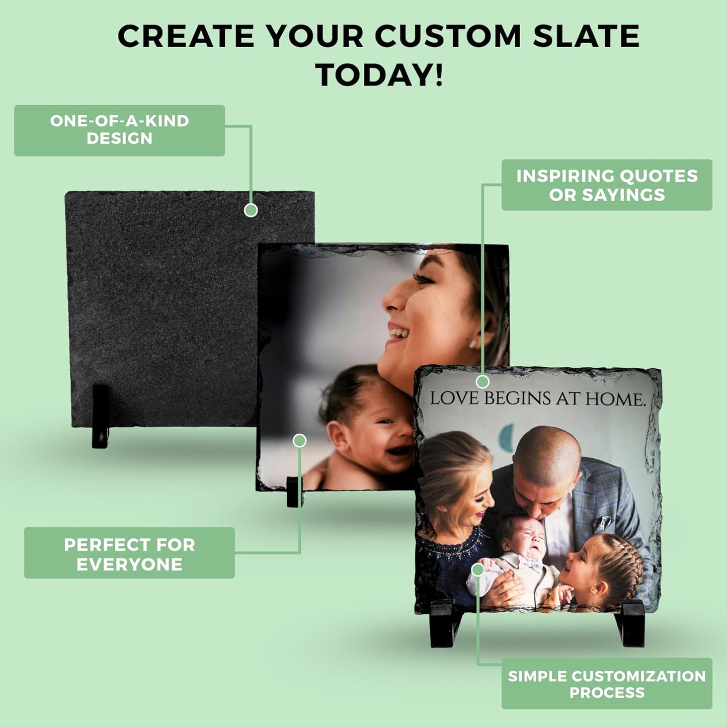 Skiennix Personalized Photo Rock Slate Frame - Custom Stone Plaque for Memorable Gifts | Perfect for Weddings, Birthdays, and Memorials