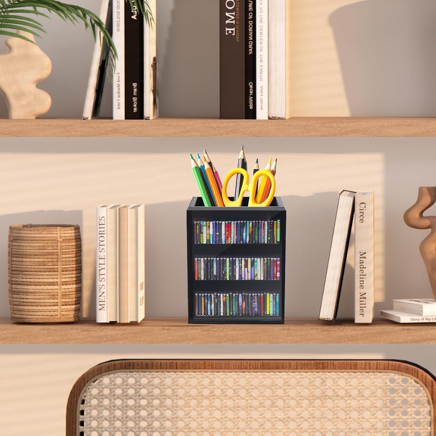 Skiennix Mini Bookshelf Ornament - 100pcs Miniature Library & Organizer | Black Home Decor for Book Lovers