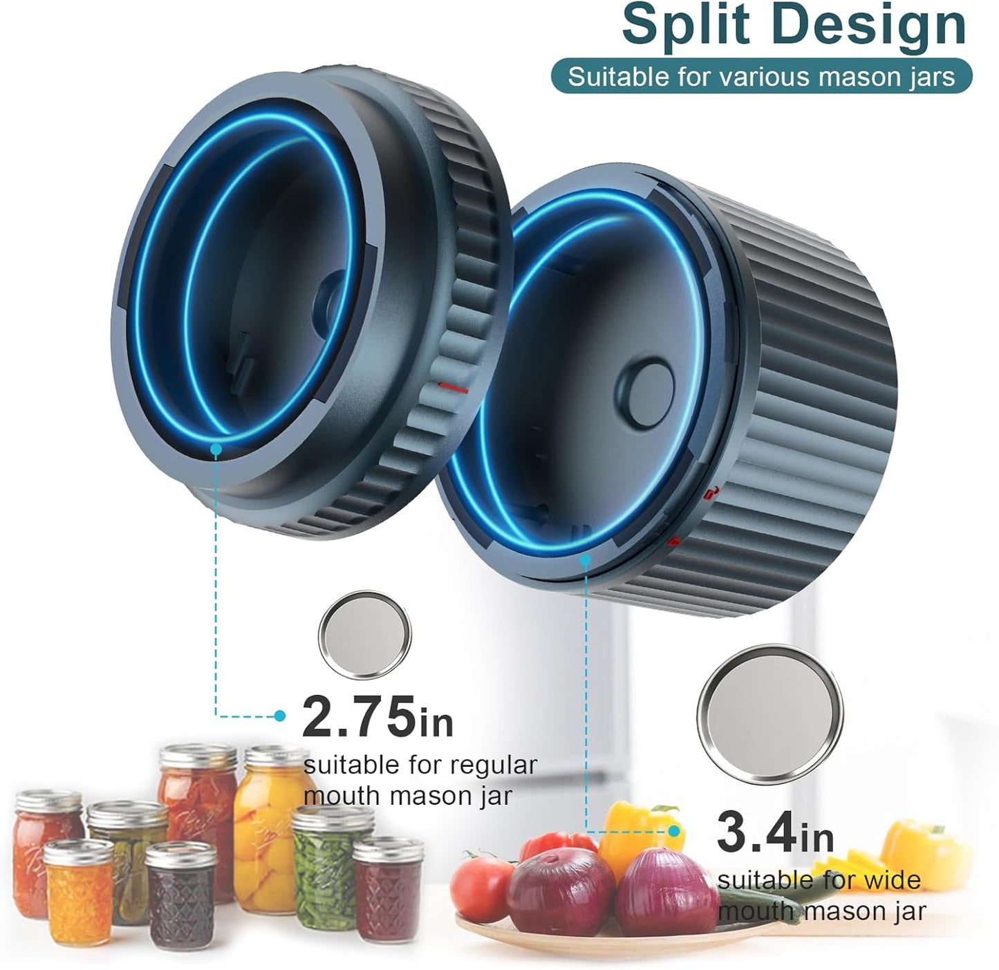 M12 Auto Stop Vacuum Sealer | Smart Mason Jar Sealer with 2500mAh Battery - Portable & Versatile