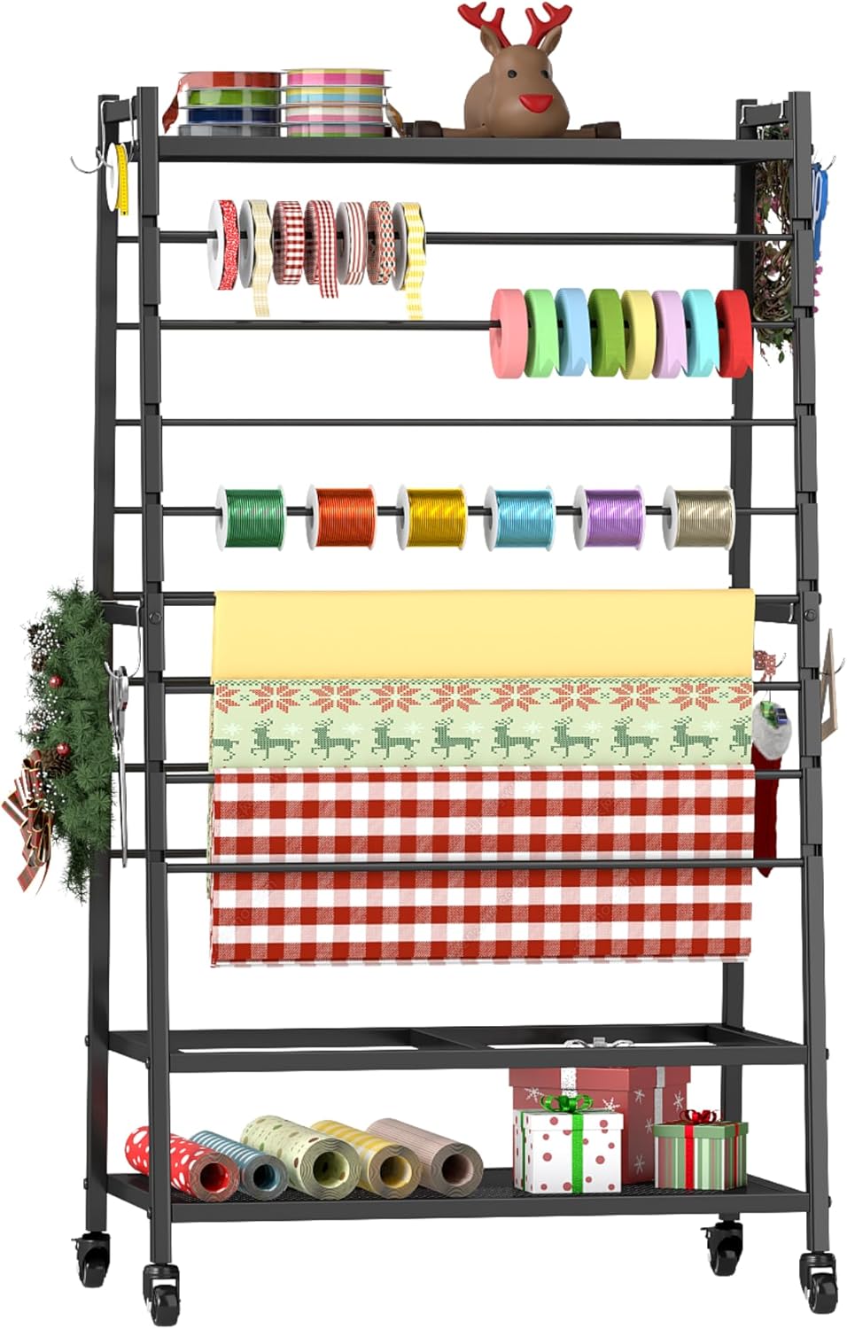 Skiennix Ribbon Holder - Double-Sided Organizer Rack with Large Capacity for Craft Room
